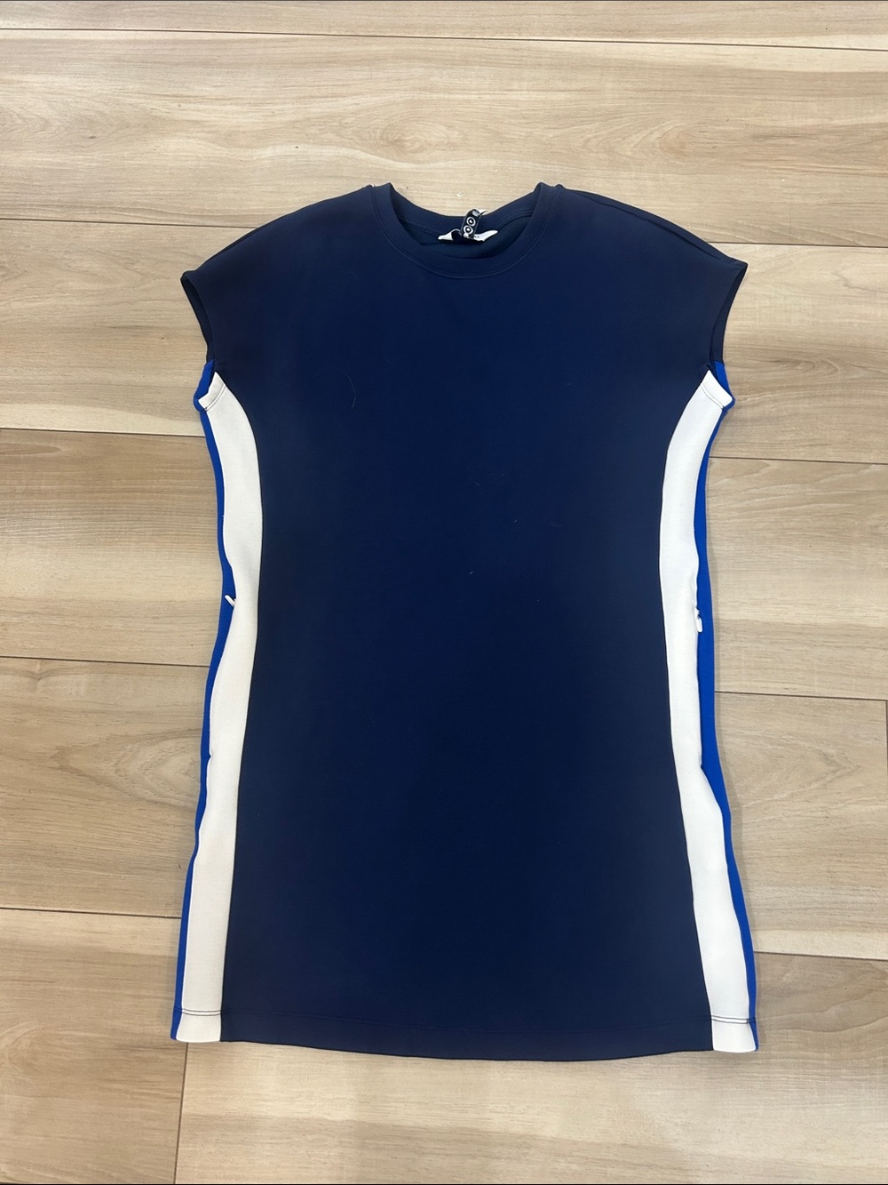 SPANX Navy Mini Dress with White & Blue Side Panels